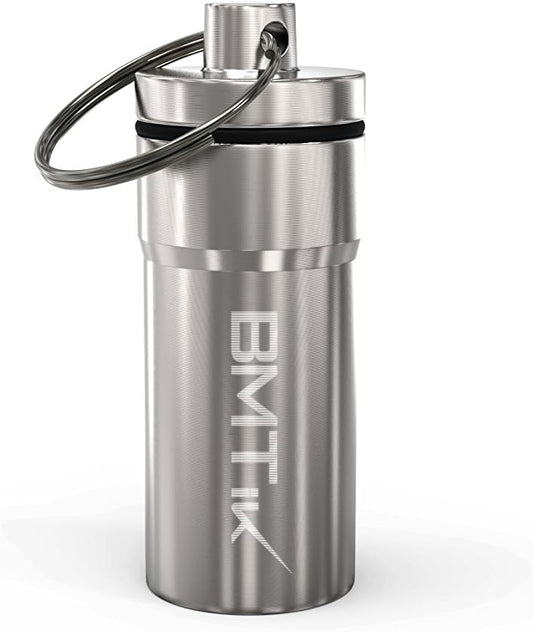 Mini Smell Proof Container Capsule, Machined Aluminium, Silver