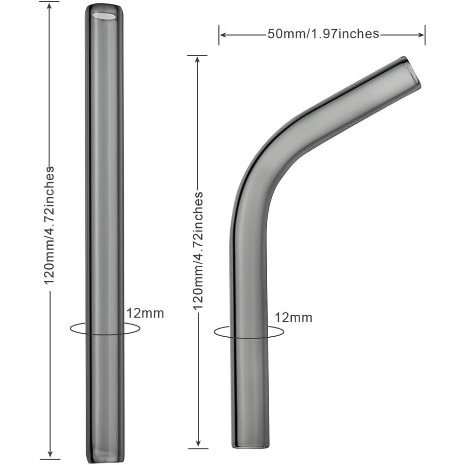Long Glass Mouthpiece Stems for POTV LOBO and ONE - 1 Angled and 1 Straight Half-Black Vaporizer Accessory Set (120mm)
