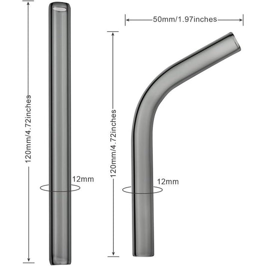 Long Glass Mouthpiece Stems for POTV LOBO and ONE - 1 Angled and 1 Straight Half-Black Vaporizer Accessory Set (120mm)
