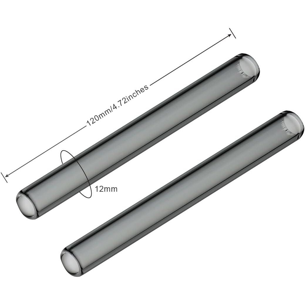 Long Glass Mouthpiece Stems for POTV LOBO and ONE - 2 Pack Straight Half-Black Vaporizer Accessory Set (120mm)