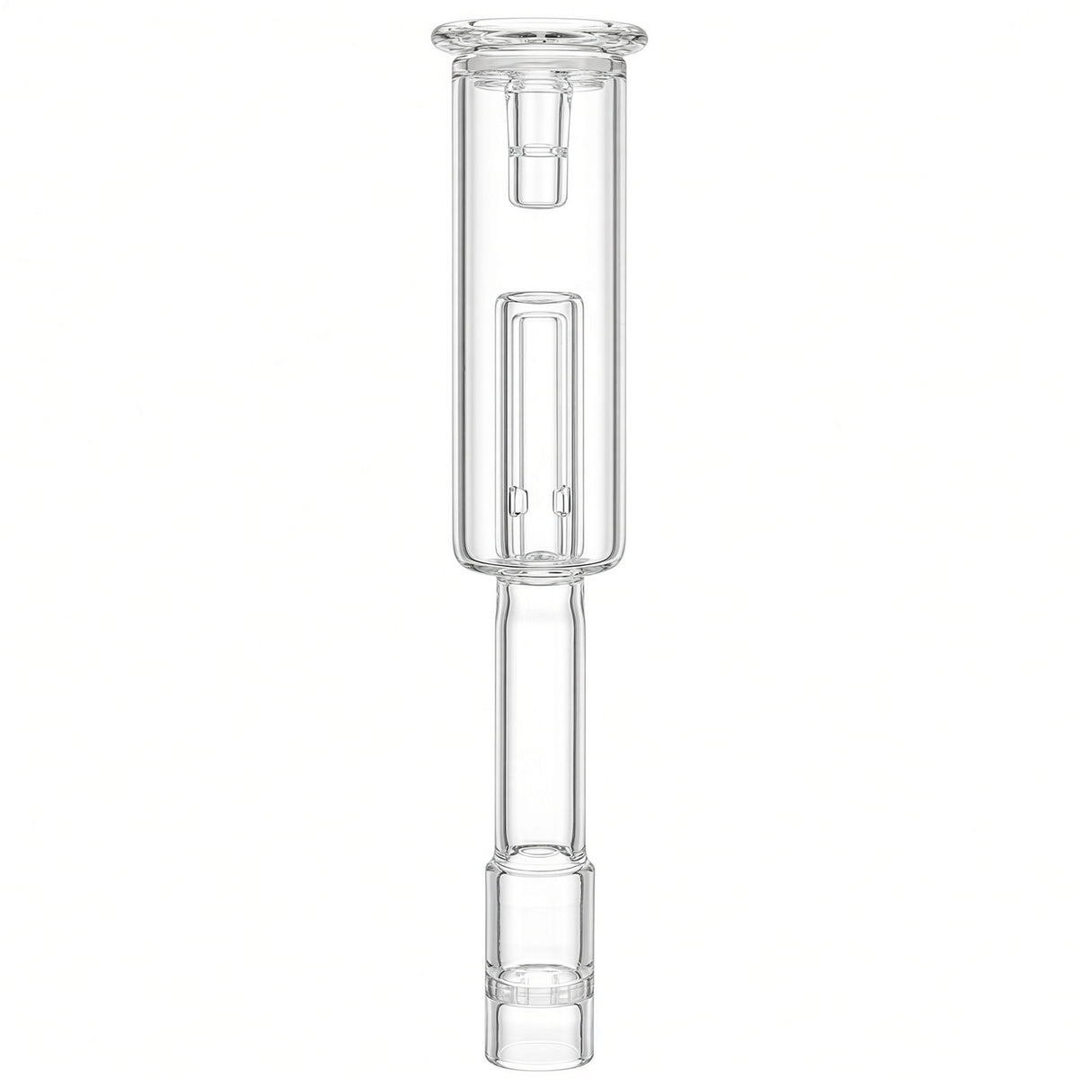 Pop-Top water bubbler in clear borosilicate glass with the lid mouthpiece fitted